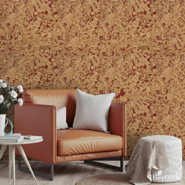 Пробковое настенное покрытие в пластинах EasyCork Кориа Рохо